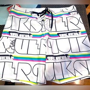 Men’s Quiksilver White and Neon Boardshorts Size 36 Waist